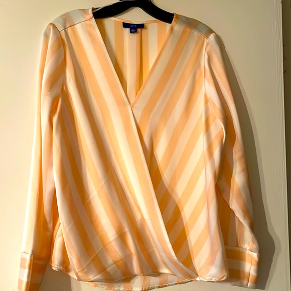 Apt. 9 Tops - Ladies blouse, Peach and white striped. Size:L
